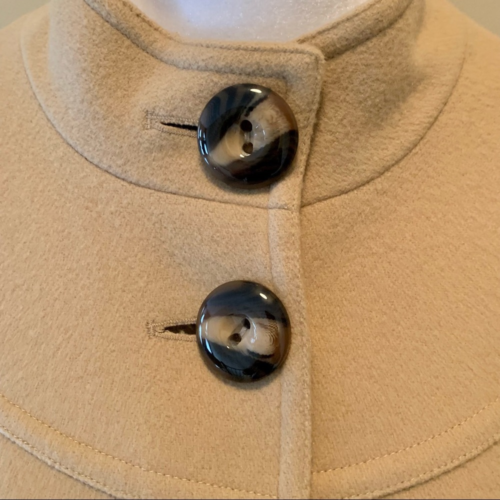 Helene Berman London cape poncho coat with tortoise shell buttons and pockets XS - Picture 6 of 14